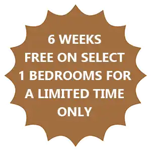 6 weeks free on select 1 bedrooms for a limited time only